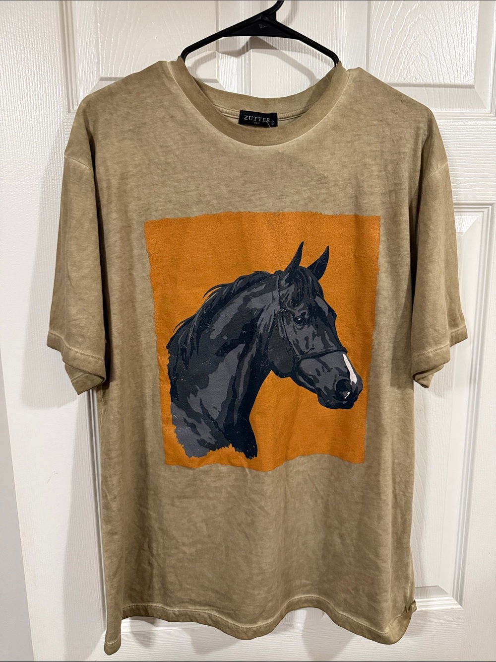 Womens Beige Graphic Horse T‑Shirt